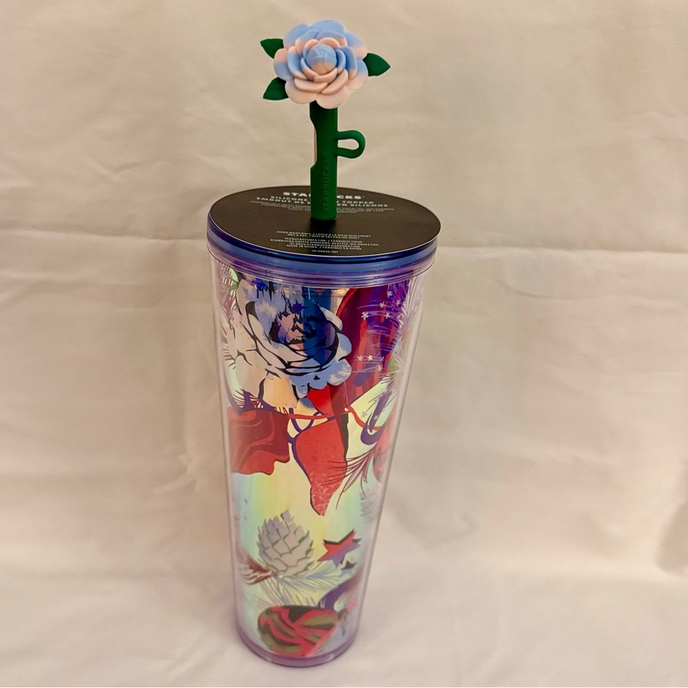 STARBUCKS ROSE Silicone STRAW TOPPER 24oz Venti Tumbler -NEW